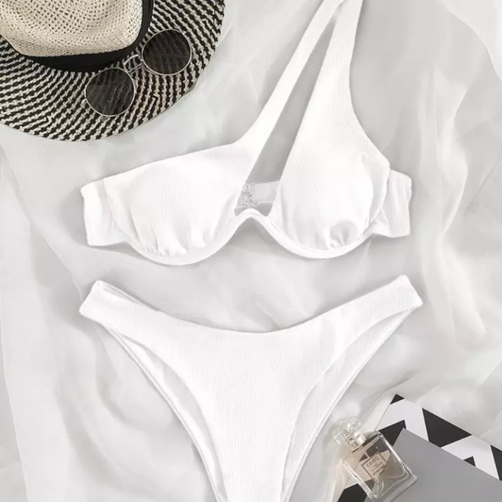 BRAND NEW White asymmetric bikini set